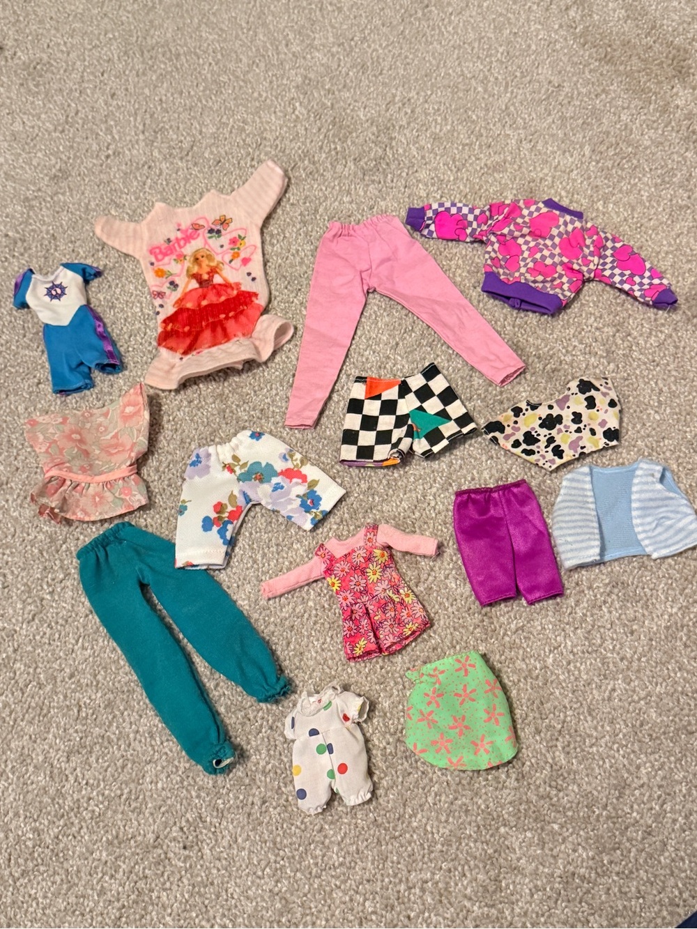 Vintage Barbie & Doll Clothes Lot 14 Pieces Mattel Barbie 90s Tops Pants Outfits